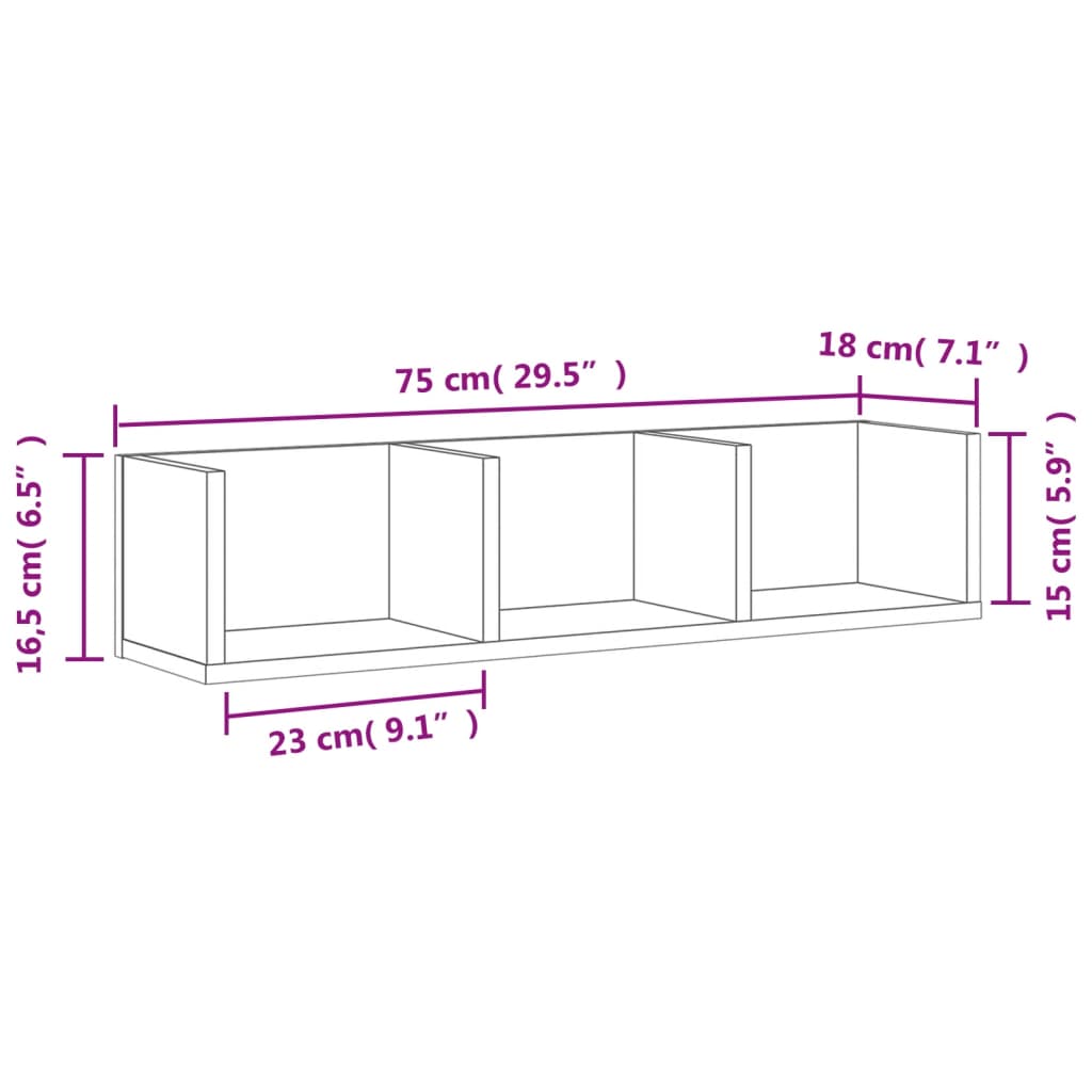 Armoire murale noir 75x18x16,5 cm bois d'ingénierie Étagères murales & corniches vidaXL   