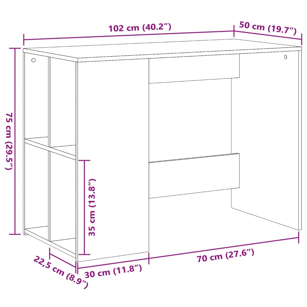 Bureau blanc 102x50x75 cm bois d'ingénierie Bureaux vidaXL   