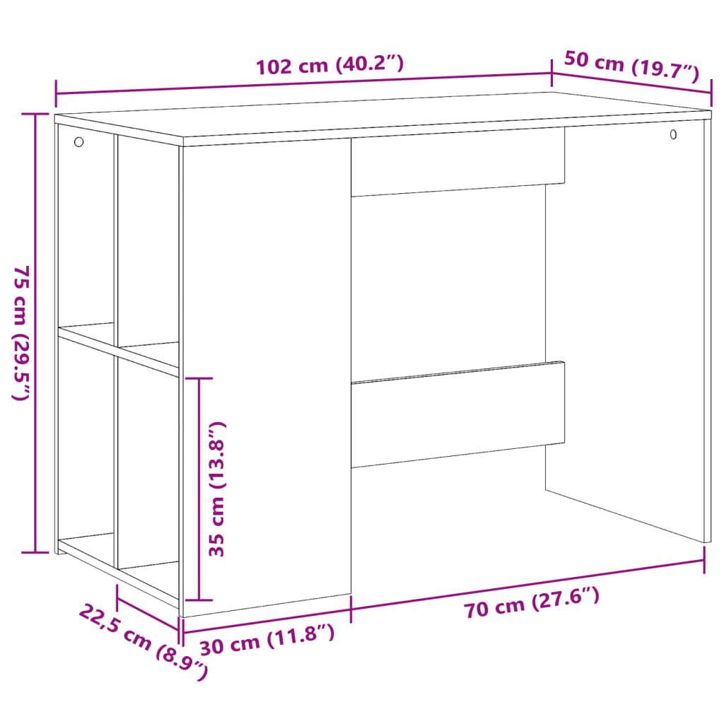 Bureau noir 102x50x75 cm bois d'ingénierie Bureaux vidaXL   