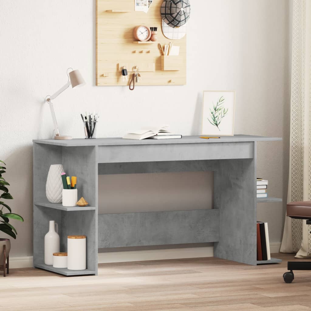 Bureau gris béton 140x50x75 cm bois d'ingénierie Bureaux vidaXL   