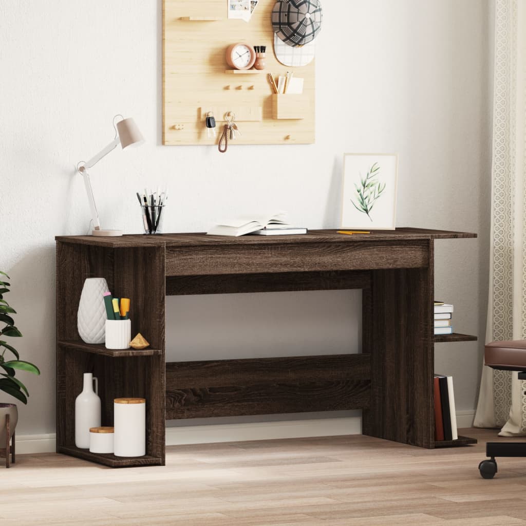 Bureau chêne marron 140x50x75 cm bois d'ingénierie Bureaux vidaXL   