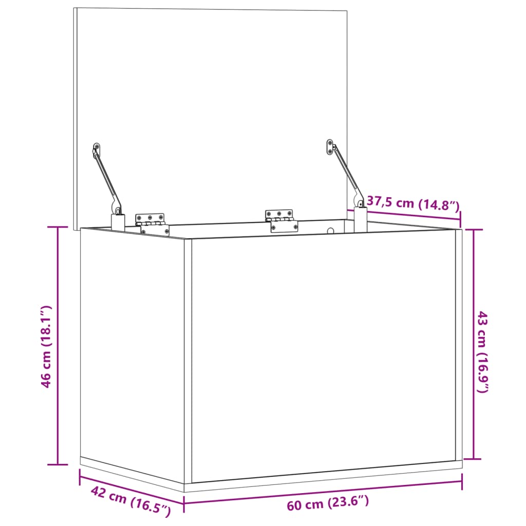 Boîte de rangement blanc 60x42x46 cm bois d'ingénierie Coffres de rangement vidaXL