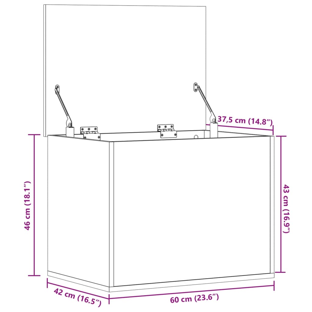 Boîte de rangement noir 60x42x46 cm bois d'ingénierie Coffres de rangement vidaXL