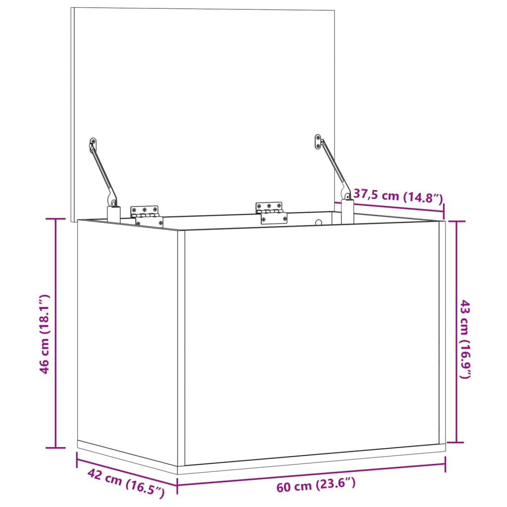 Boîte de rangement sonoma gris 60x42x46 cm bois d'ingénierie Coffres de rangement vidaXL