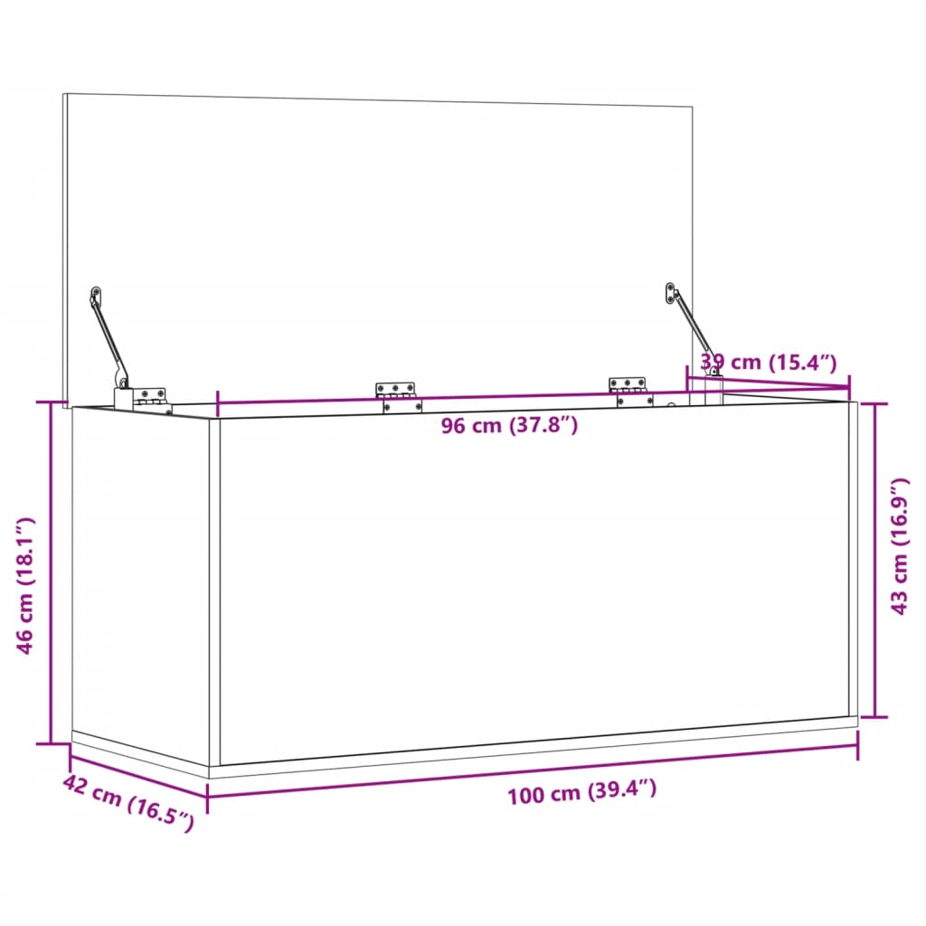 Boîte de rangement blanc 100x42x46 cm bois d'ingénierie Coffres de rangement vidaXL