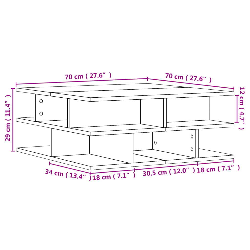 Table basse blanc 70x70x29 cm bois d'ingénierie Tables basses vidaXL   