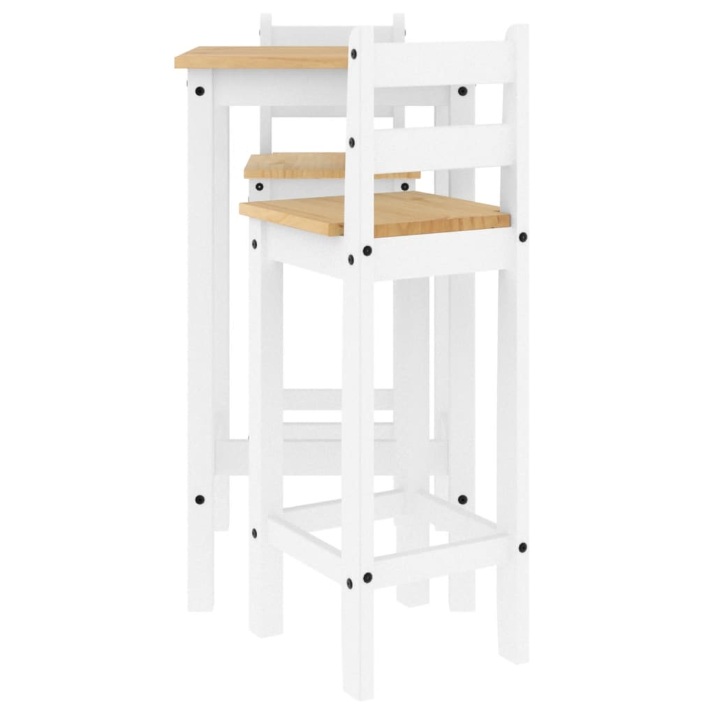 Ensemble de bar 3 pcs Blanc Bois de pin massif Meubles de salle à manger vidaXL   