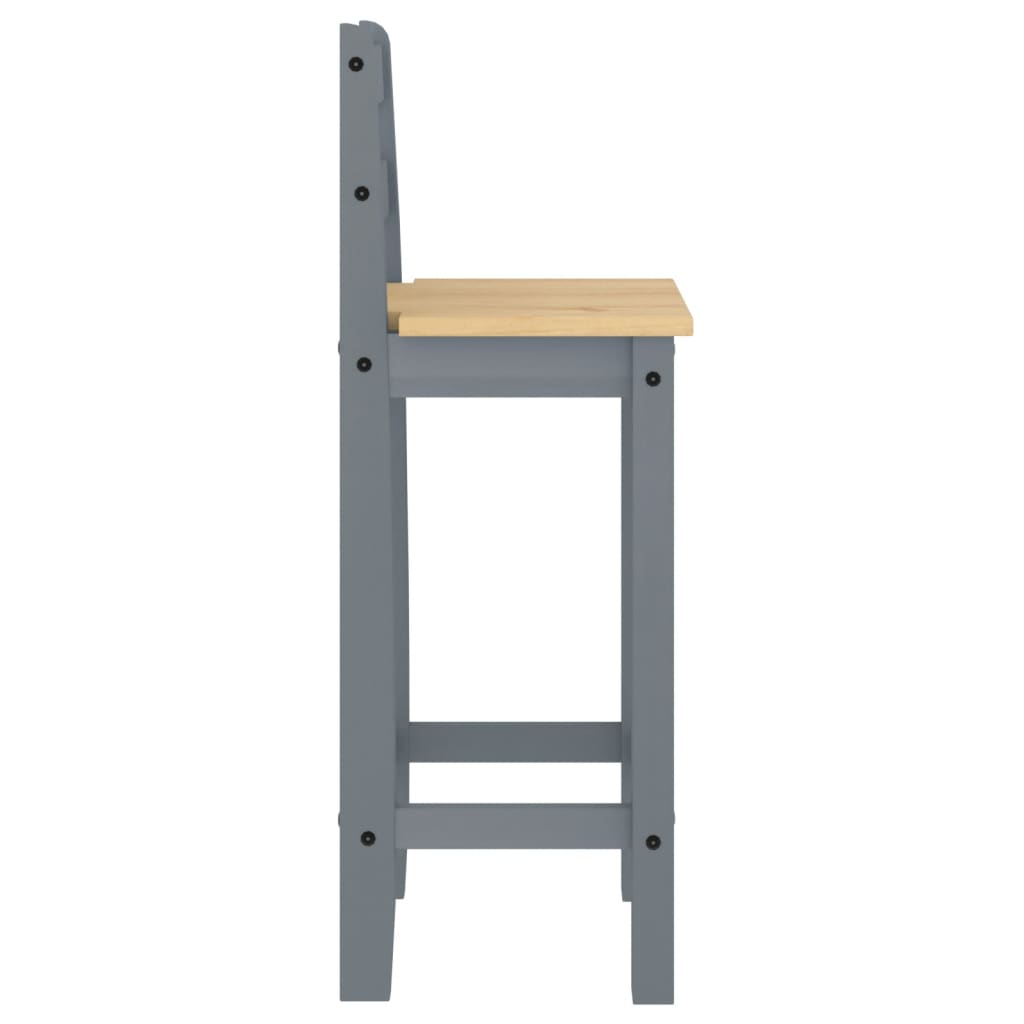 Chaises de bar lot de 2 gris bois de pin solide Meubles de salle à manger vidaXL   