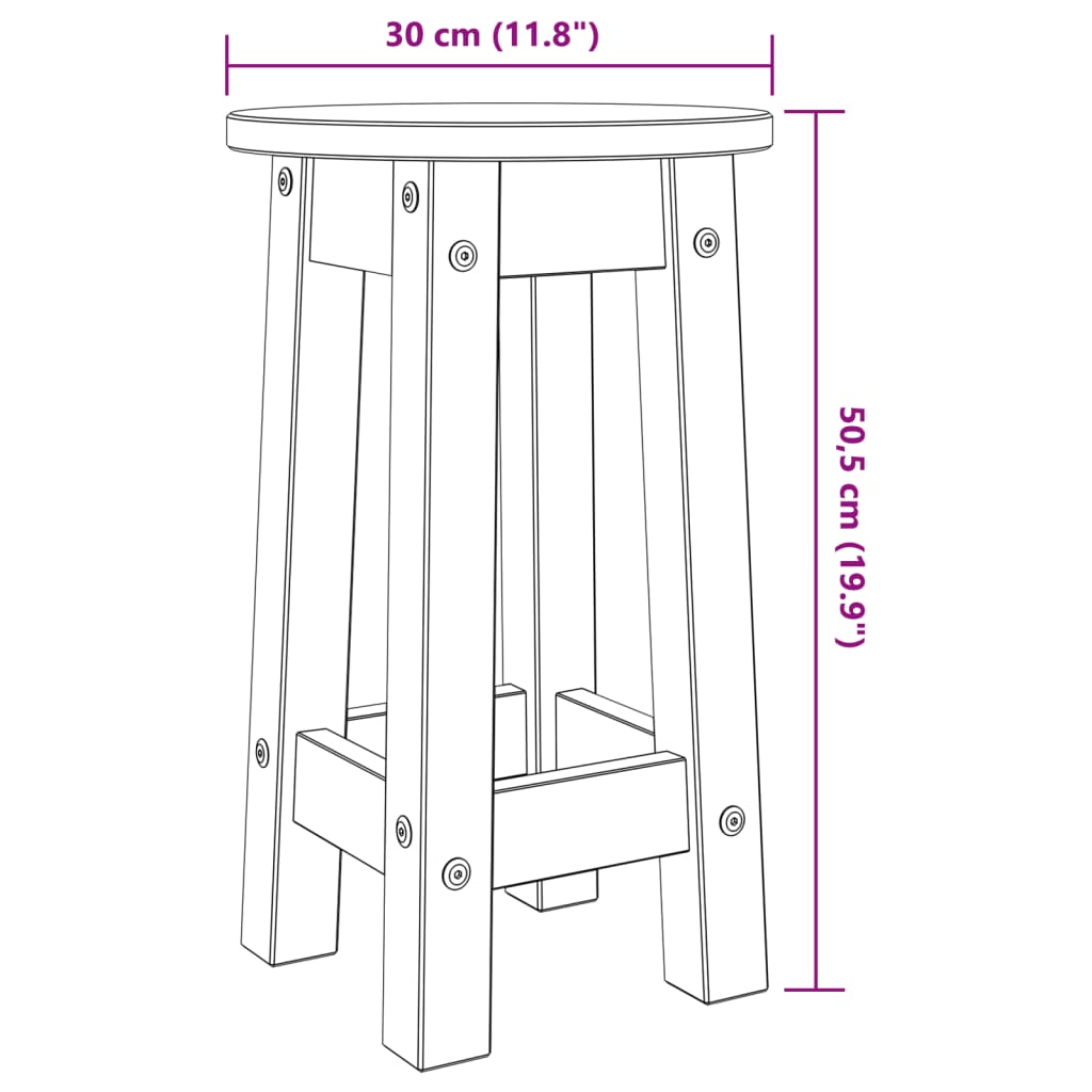 Tabourets de bar lot de 2 bois massif de pin Meubles de salle à manger vidaXL   