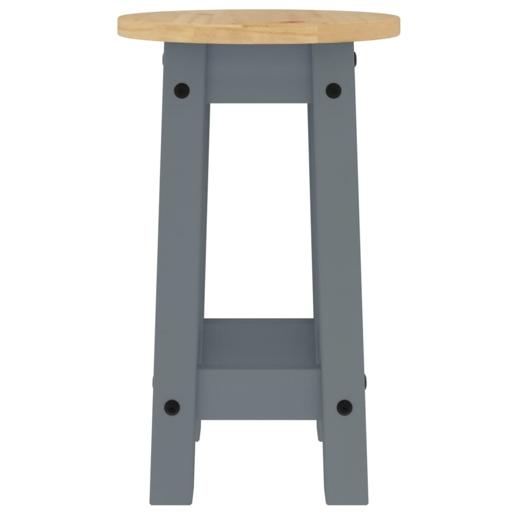 Tabourets de bar lot de 2 gris bois massif de pin Meubles de salle à manger vidaXL   