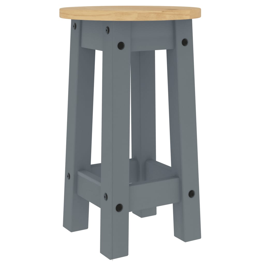 Tabourets de bar lot de 2 gris bois massif de pin Meubles de salle à manger vidaXL   