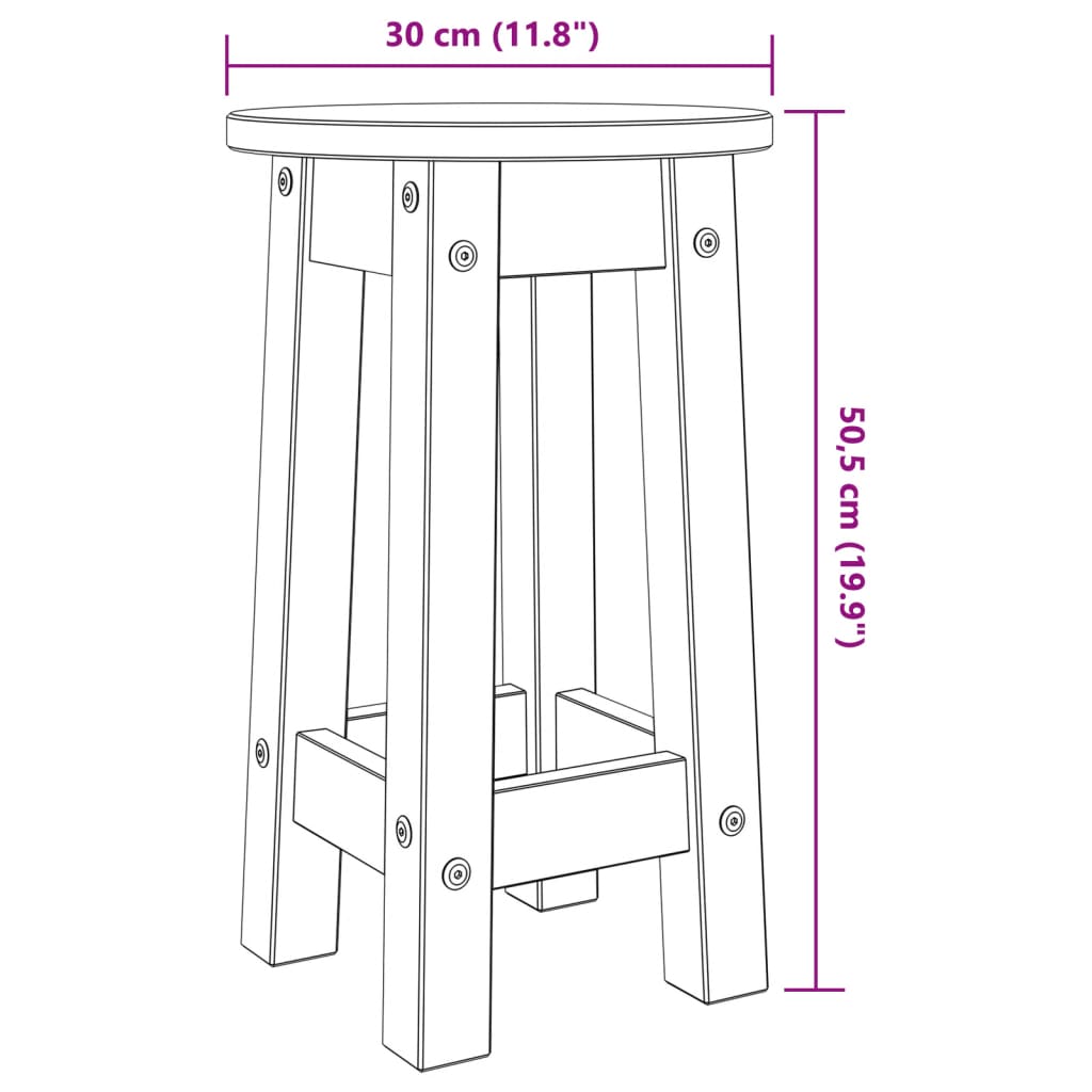 Tabourets de bar lot de 2 gris bois massif de pin Meubles de salle à manger vidaXL   