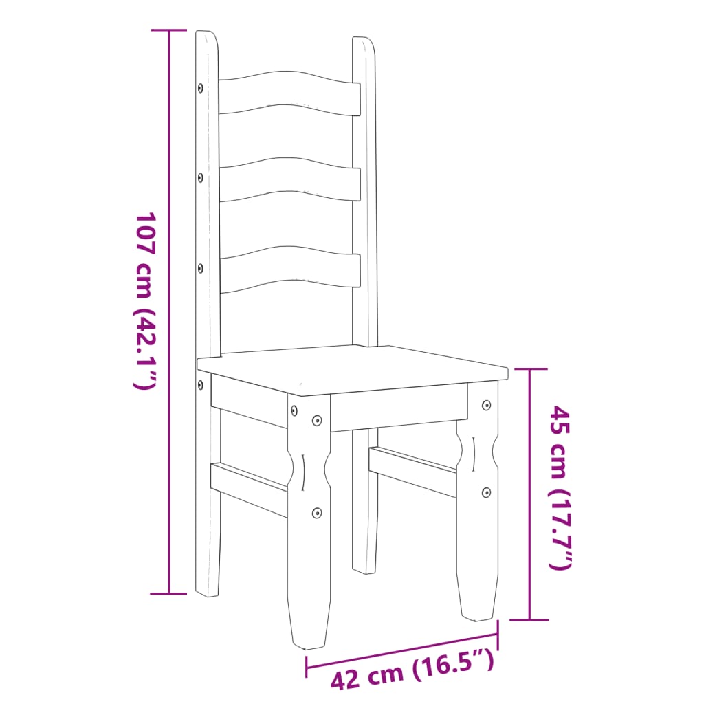 Chaises à manger lot de 2 Corona 42x47x107cm bois massif de pin Chaises de cuisine vidaXL   