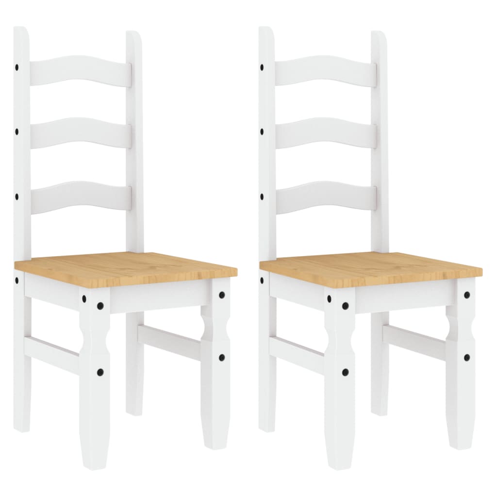 Chaises à manger lot de 2 Corona blanc bois massif de pin Chaises de cuisine vidaXL   