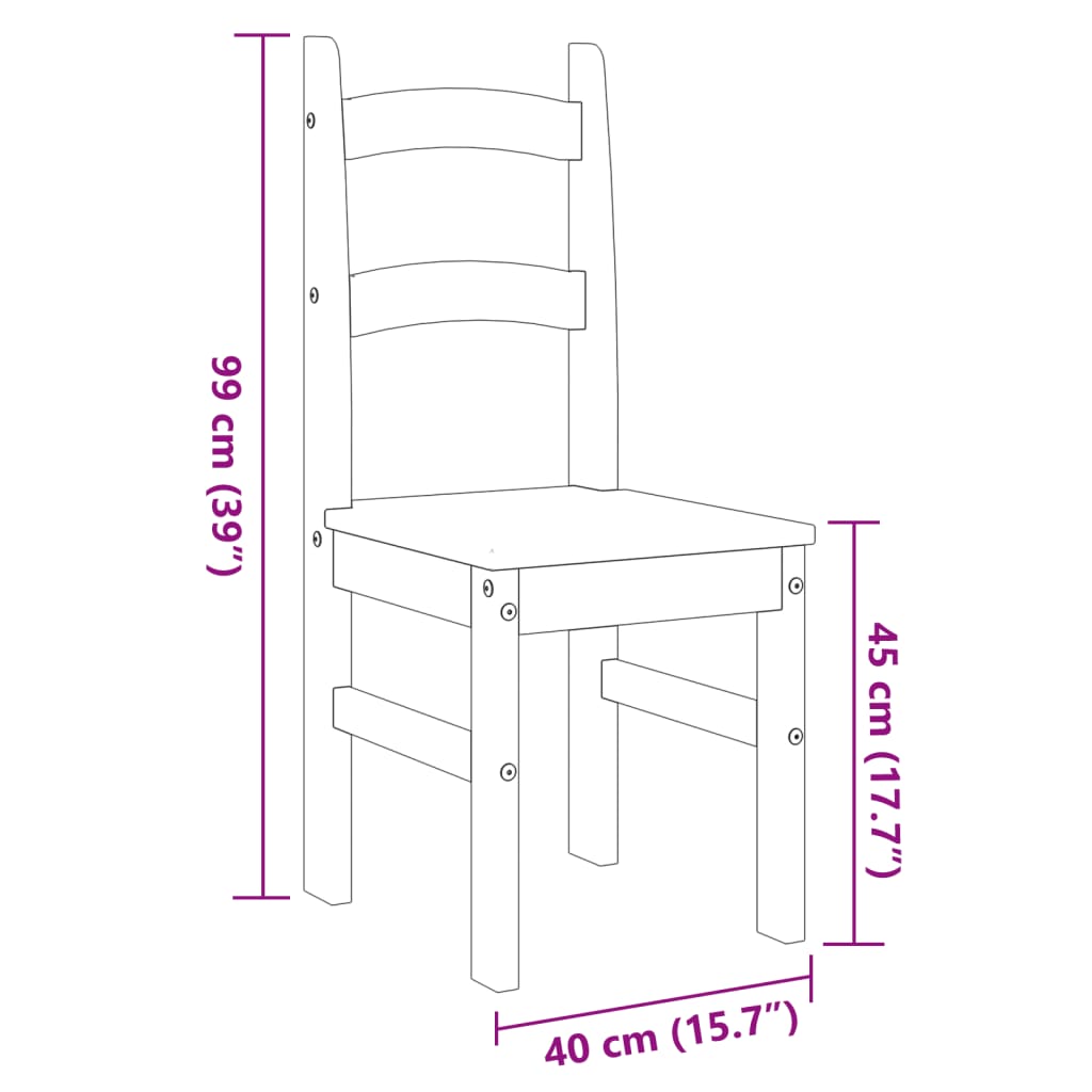 Chaises à manger lot de 2 gris 40x46x99 cm bois massif de pin Chaises de cuisine vidaXL   