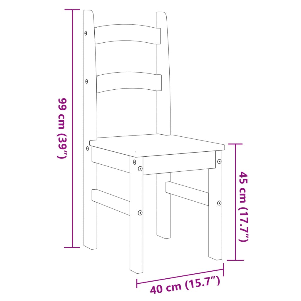 Chaises à manger lot de 2 blanc 40x46x99 cm bois massif de pin Chaises de cuisine vidaXL   