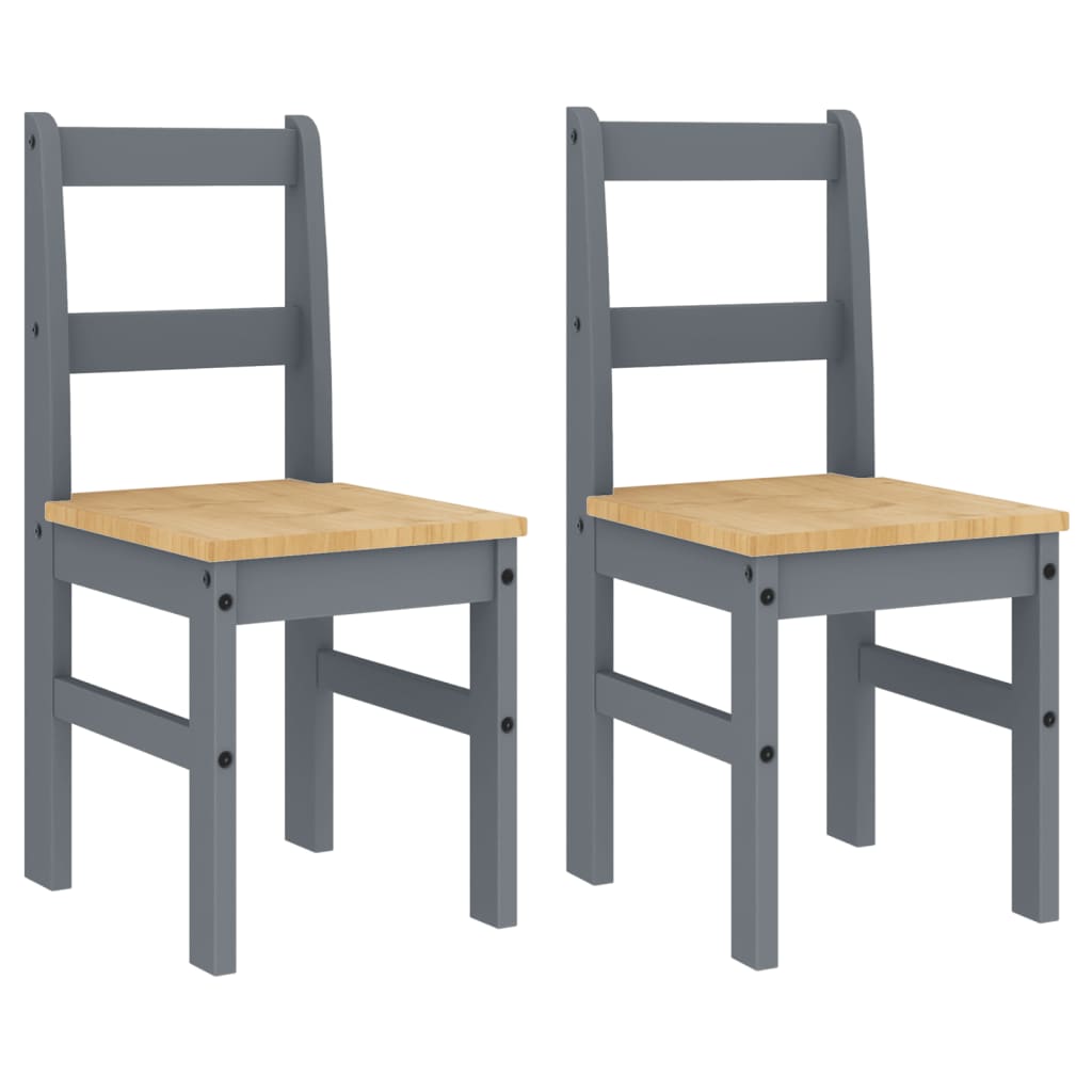 Chaises à manger lot de 2 Panama gris bois massif de pin Chaises de cuisine vidaXL   