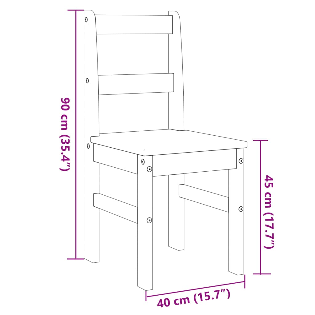 Chaises à manger lot de 2 Panama gris bois massif de pin Chaises de cuisine vidaXL   