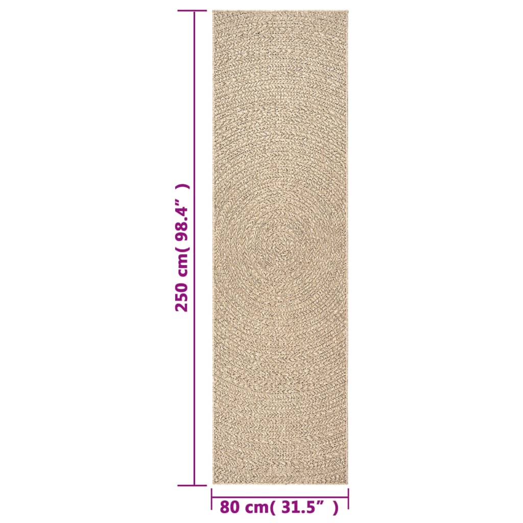 Tapis ZIZUR 80x250 cm aspect de jute intérieur et extérieur - Xios Store SNC