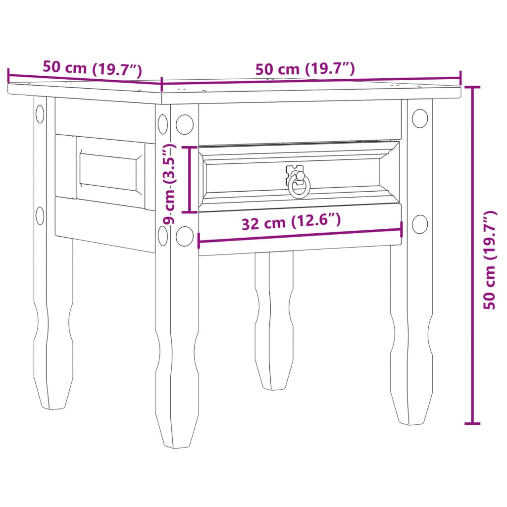 Image Table d'appoint Corona 50x50x50 cm bois de pin massif | Xios Store SNC vidaXL Xios Store SNC