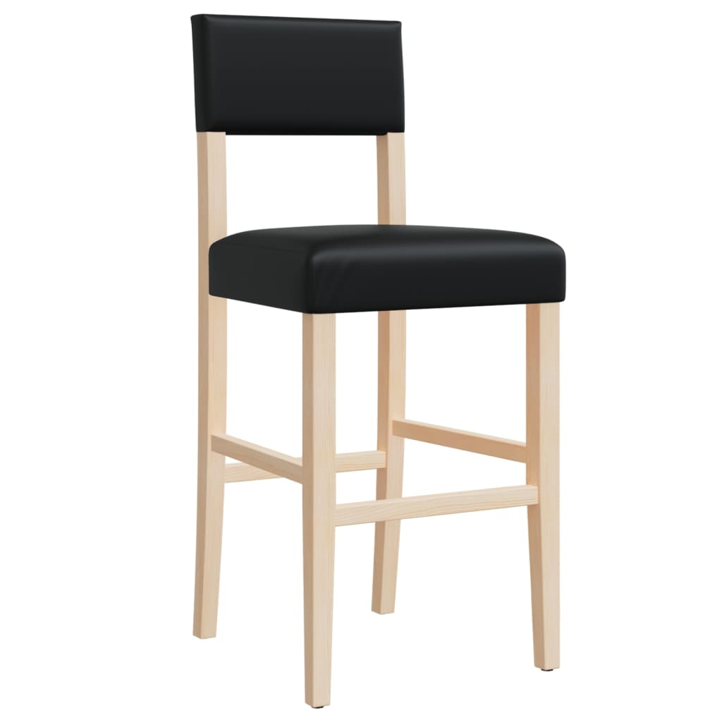 Chaises de bar lot de 2 bois massif d'hévéa et similicuir Tabourets de bar vidaXL   