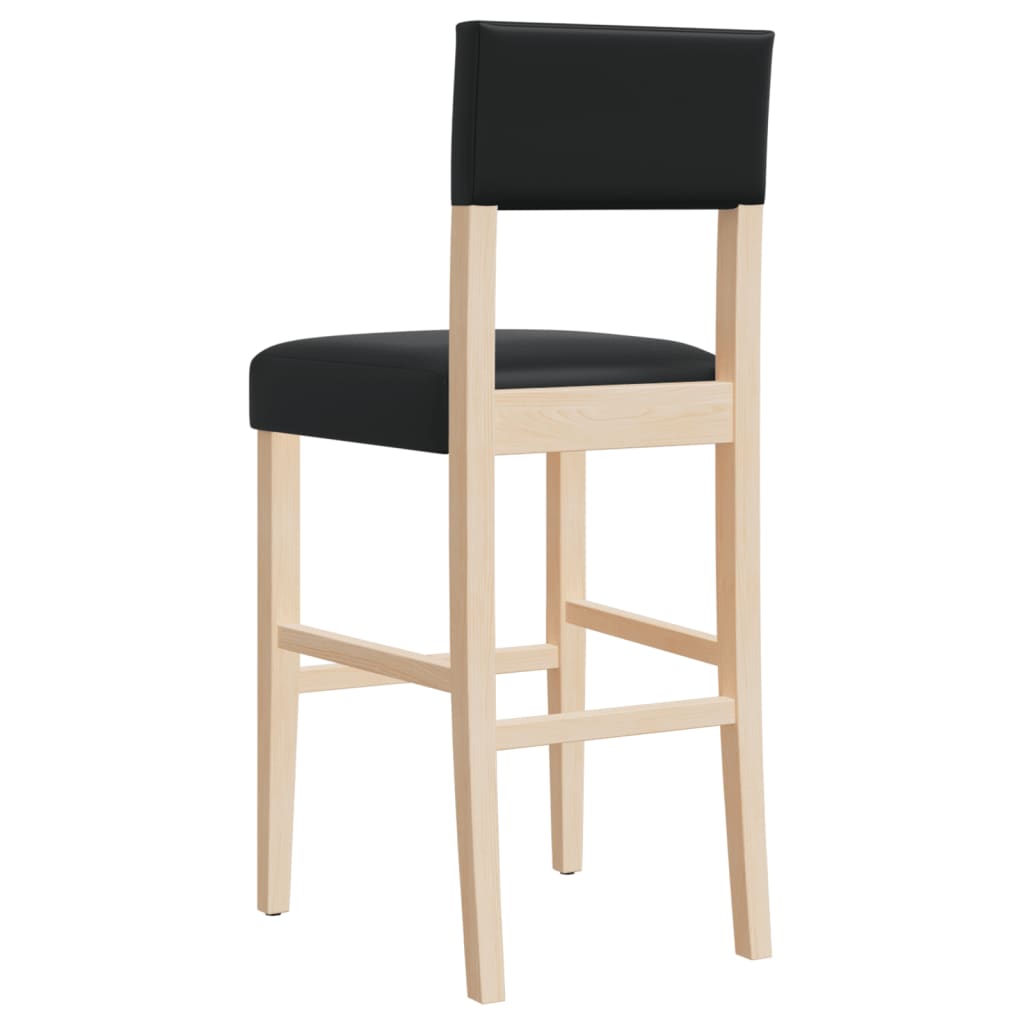 Chaises de bar lot de 2 bois massif d'hévéa et similicuir Tabourets de bar vidaXL   