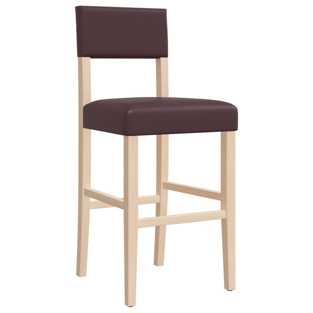 Chaises de bar lot de 2 bois massif d'hévéa et similicuir Tabourets de bar vidaXL   