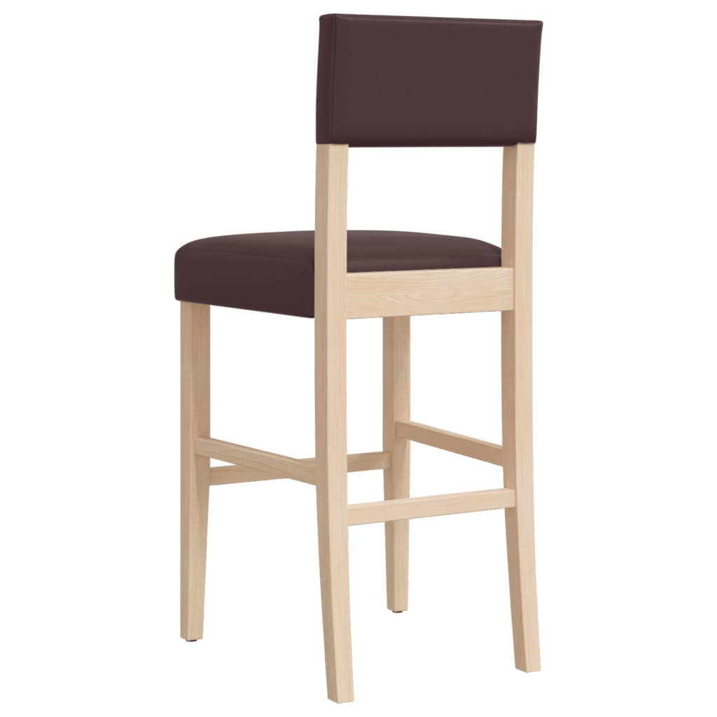 Chaises de bar lot de 2 bois massif d'hévéa et similicuir Tabourets de bar vidaXL   