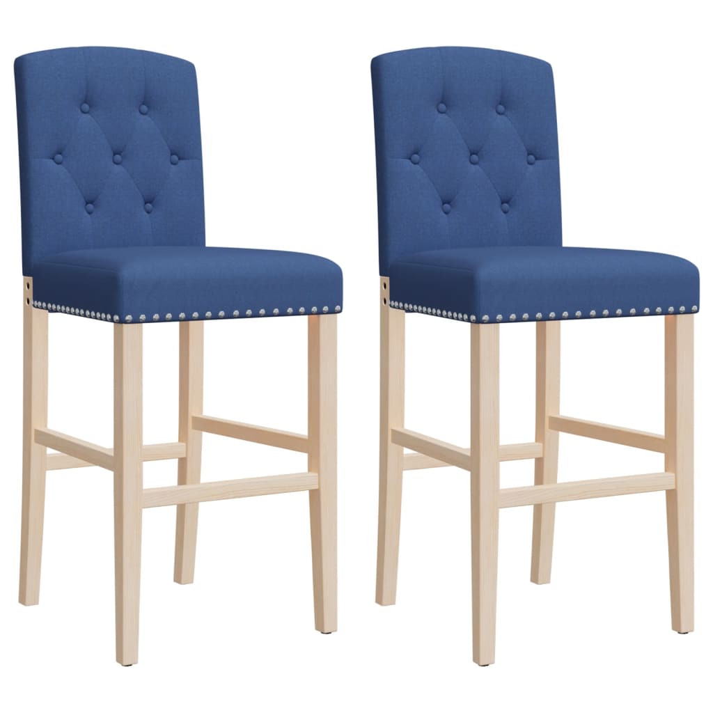 Chaises de bar lot de 2 bois massif d'hévéa et tissu Tabourets de bar vidaXL   