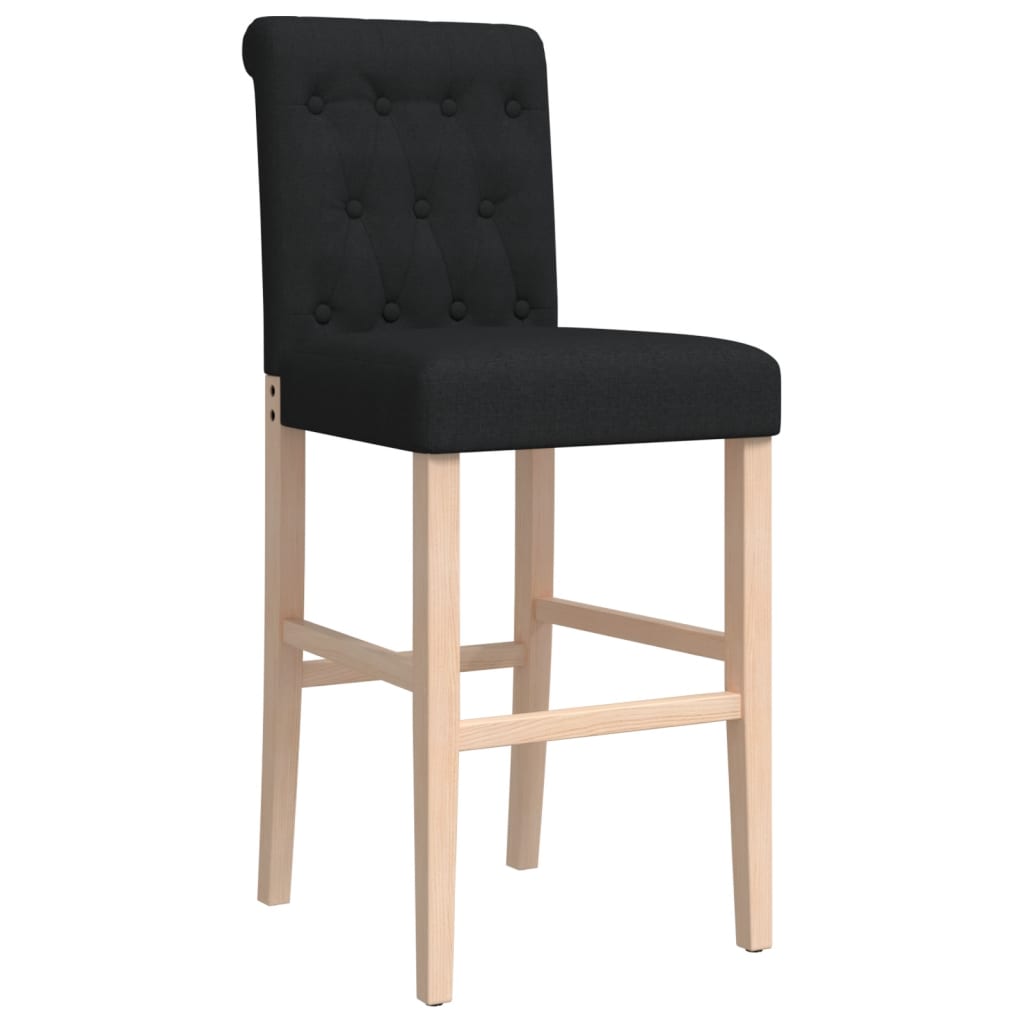 Chaises de bar lot de 2 bois massif d'hévéa et tissu Tabourets de bar vidaXL   