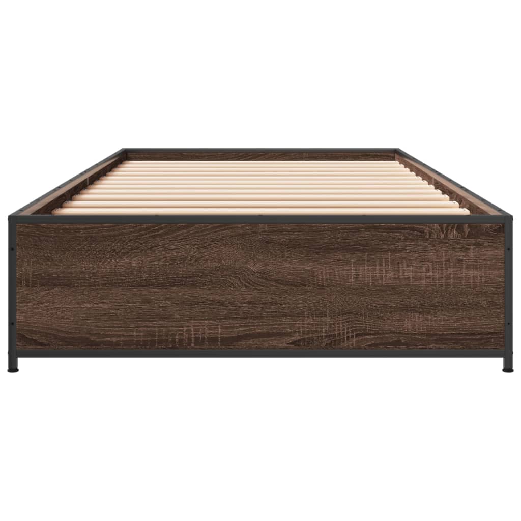 Cadre de lit chêne marron 90x200 cm bois d'ingénierie et métal Lits & cadres de lit vidaXL   