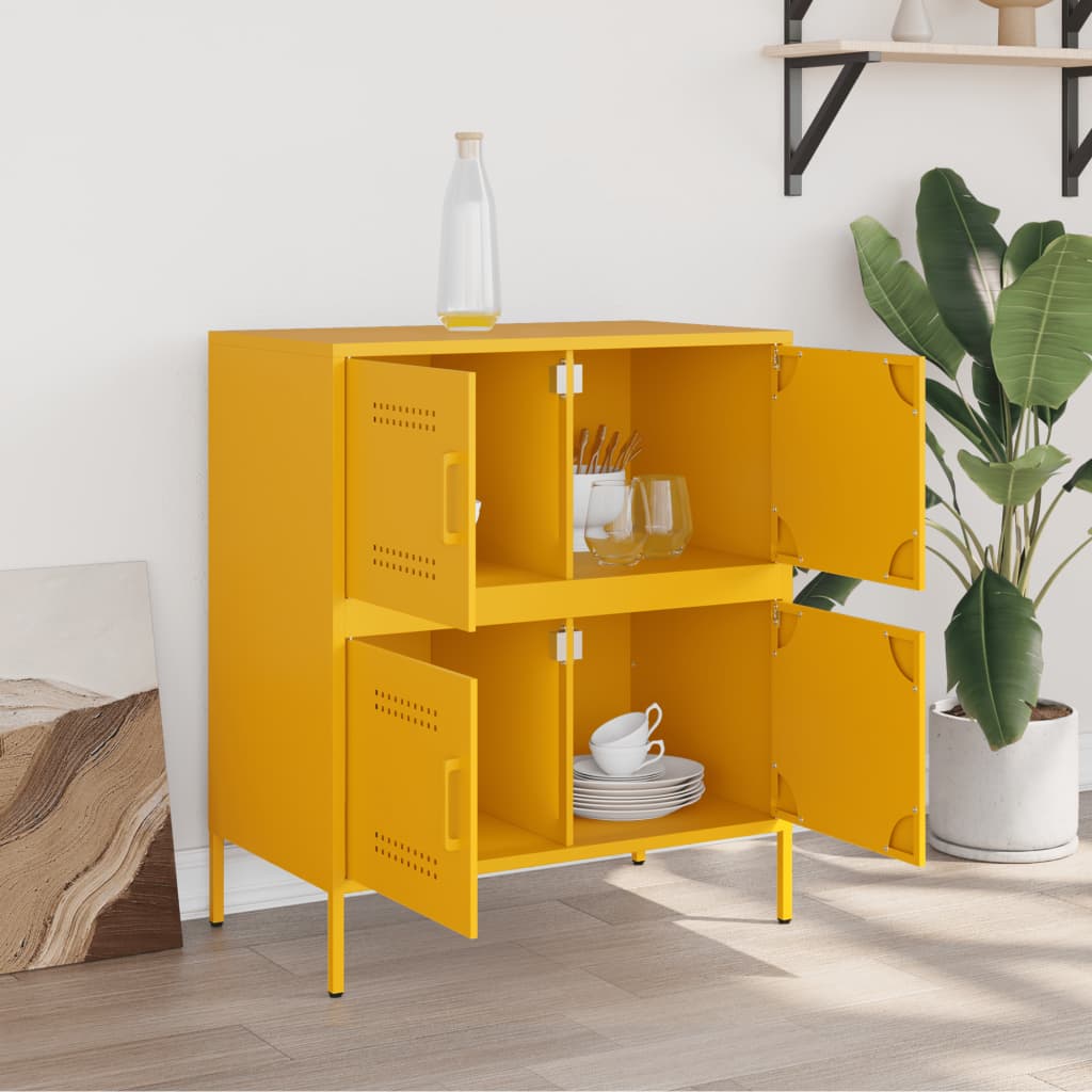 Image Buffet jaune moutarde 68x39x79 cm acier | Xios Store SNC vidaXL Xios Store SNC