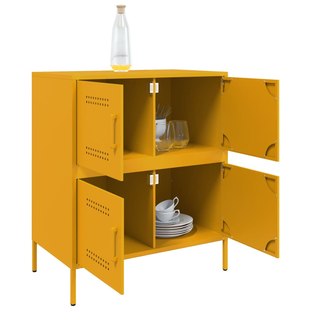 Image Buffet jaune moutarde 68x39x79 cm acier | Xios Store SNC vidaXL Xios Store SNC