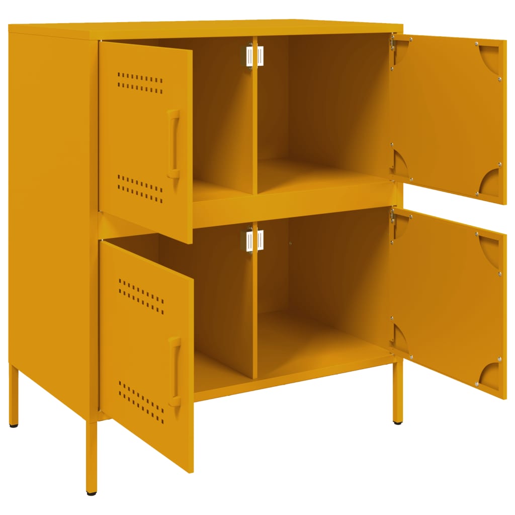 Image Buffet jaune moutarde 68x39x79 cm acier | Xios Store SNC vidaXL Xios Store SNC