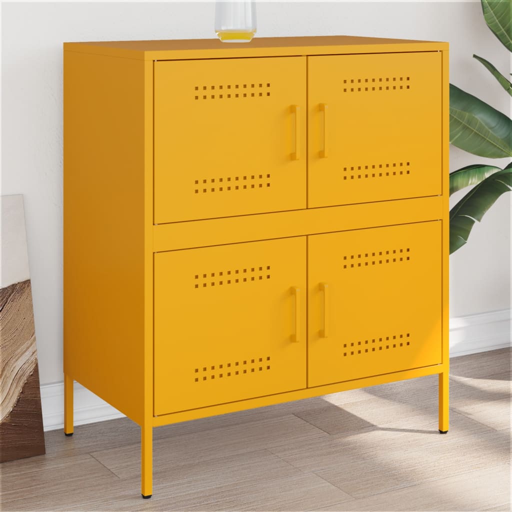 Image Buffet jaune moutarde 68x39x79 cm acier | Xios Store SNC vidaXL Xios Store SNC