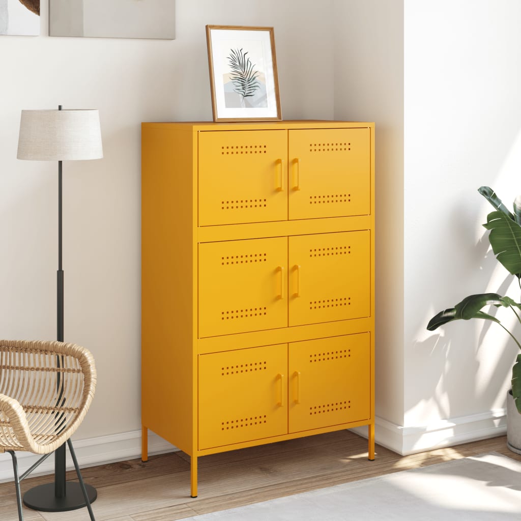 Image Buffet haut jaune moutarde 68x39x113 cm acier | Xios Store SNC vidaXL Xios Store SNC