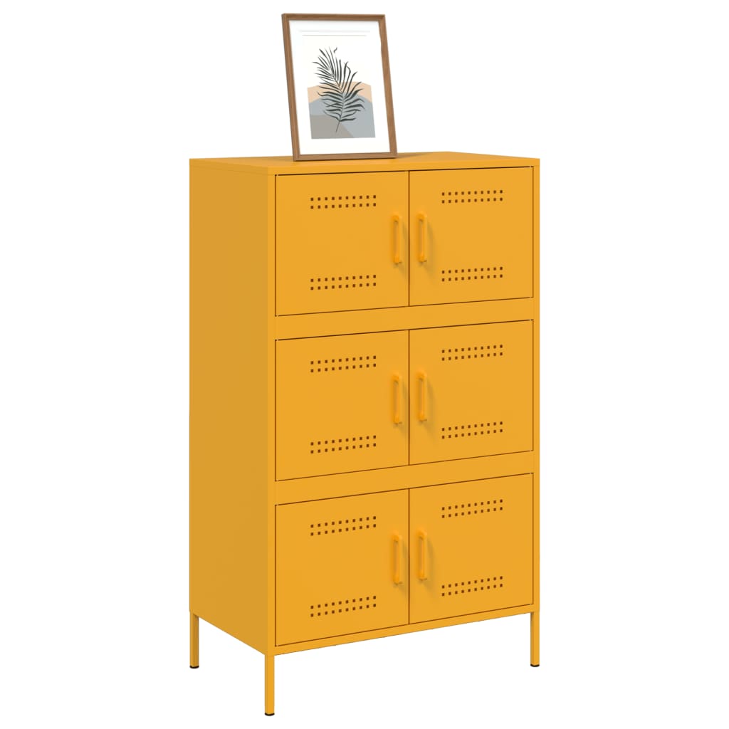 Image Buffet haut jaune moutarde 68x39x113 cm acier | Xios Store SNC vidaXL Xios Store SNC