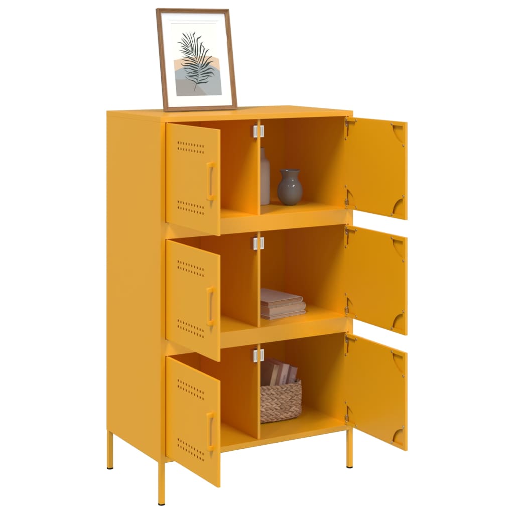 Image Buffet haut jaune moutarde 68x39x113 cm acier | Xios Store SNC vidaXL Xios Store SNC