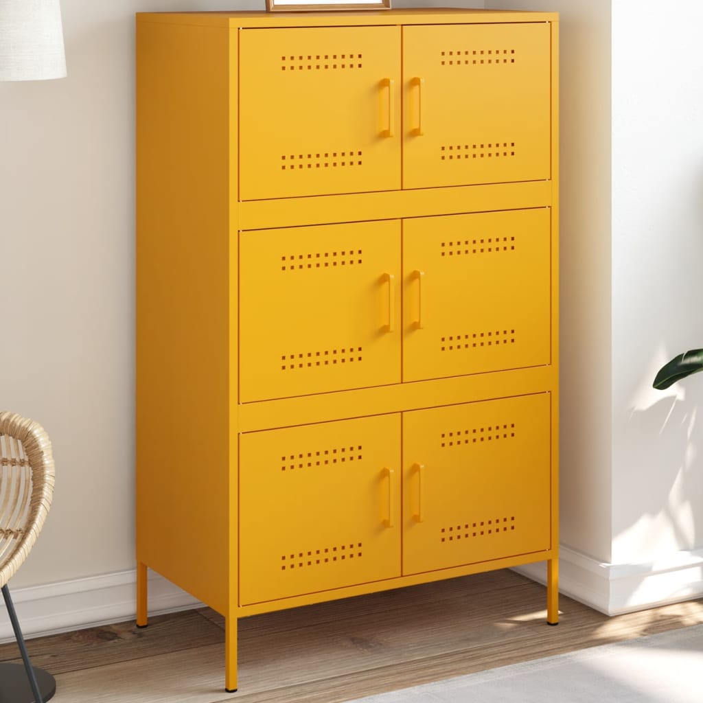 Image Buffet haut jaune moutarde 68x39x113 cm acier | Xios Store SNC vidaXL Xios Store SNC