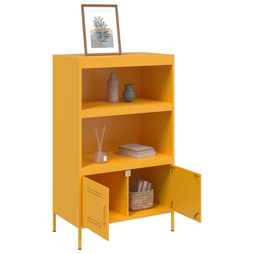 Image Buffet haut jaune moutarde 68x39x113 cm acier | Xios Store SNC vidaXL Xios Store SNC