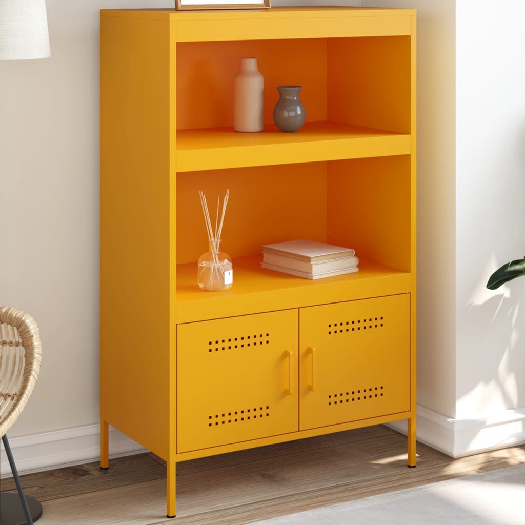 Image Buffet haut jaune moutarde 68x39x113 cm acier | Xios Store SNC vidaXL Xios Store SNC