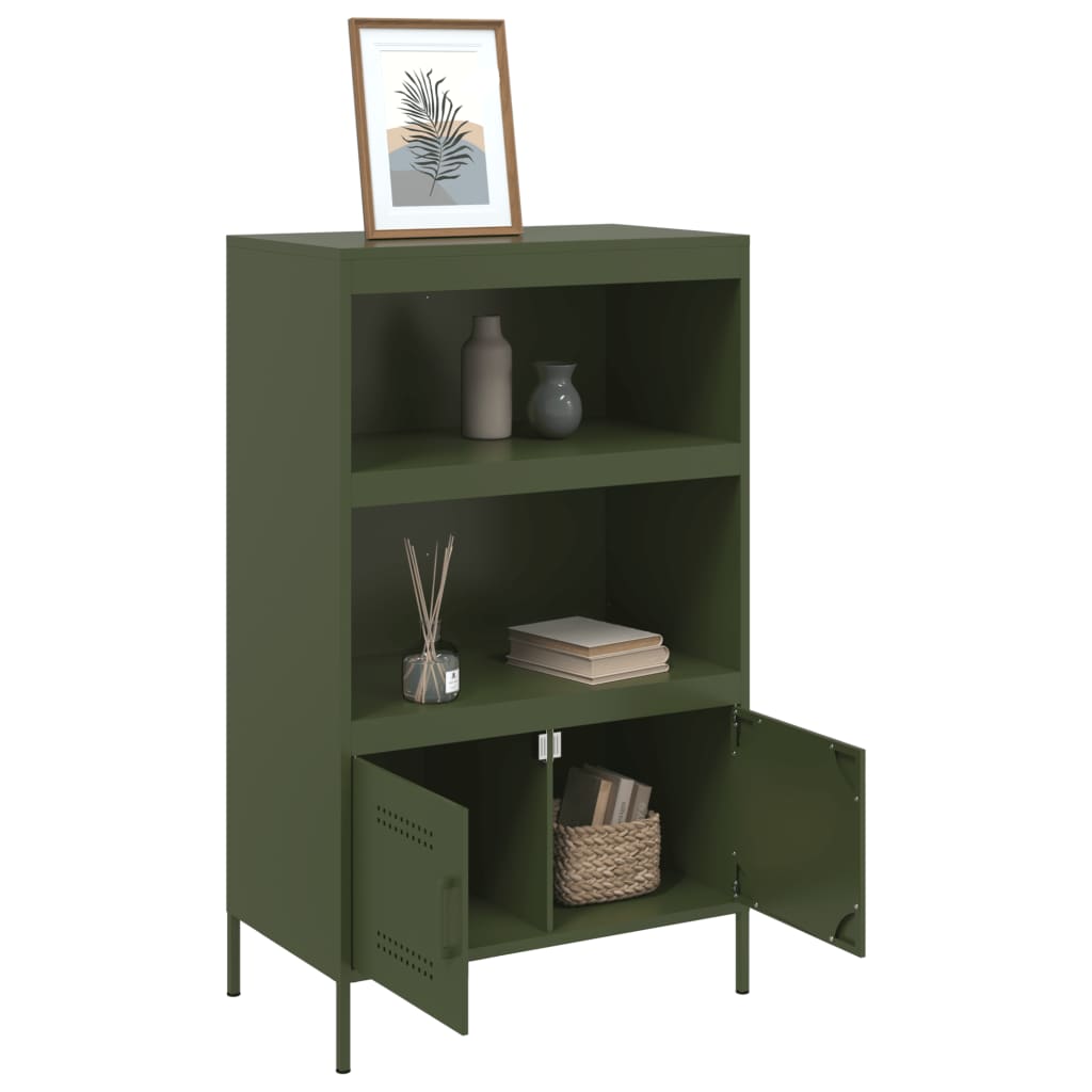 Image Buffet haut vert olive 68x39x113 cm acier | Xios Store SNC vidaXL Xios Store SNC