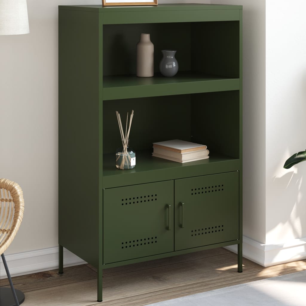 Image Buffet haut vert olive 68x39x113 cm acier | Xios Store SNC vidaXL Xios Store SNC