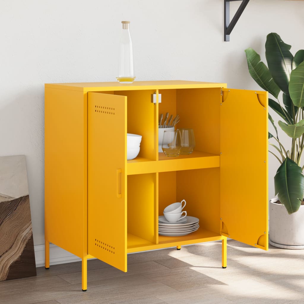 Image Buffet jaune moutarde 68x39x79 cm acier | Xios Store SNC vidaXL Xios Store SNC