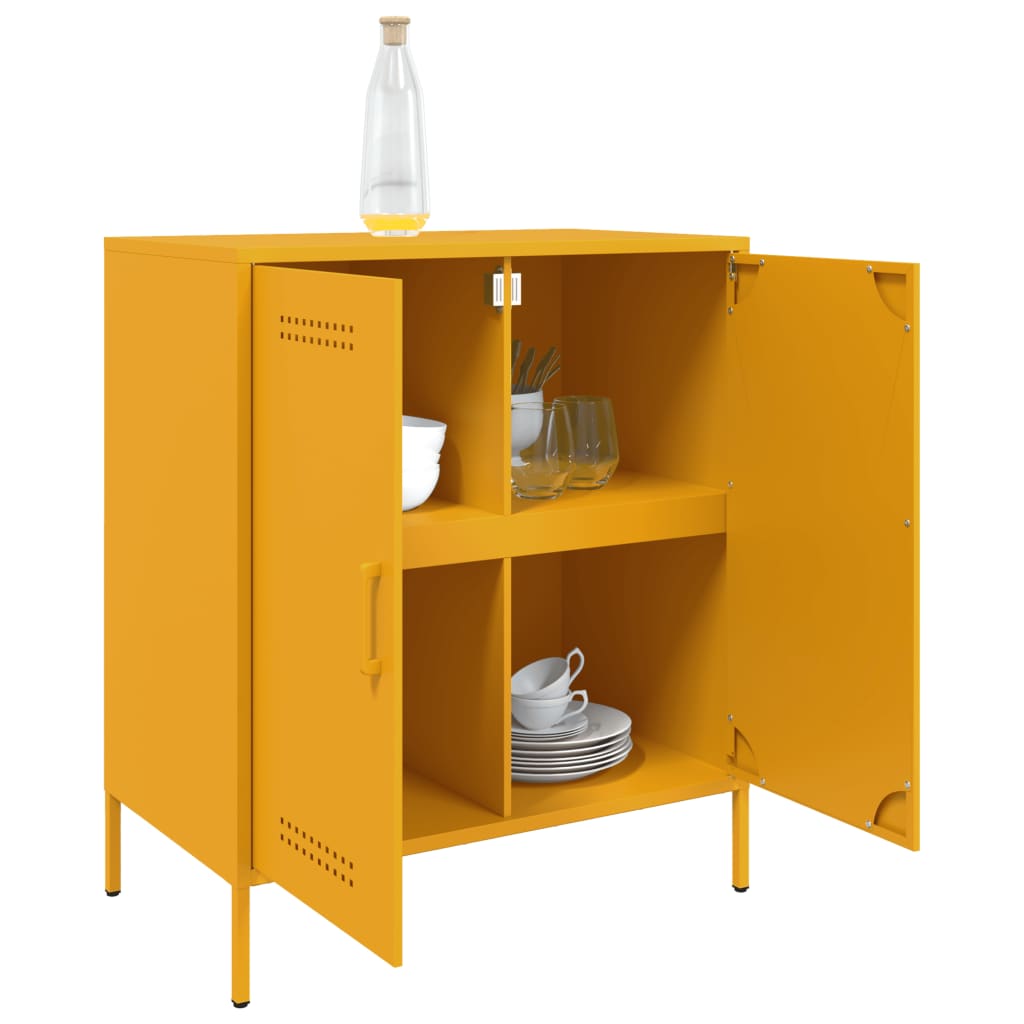 Image Buffet jaune moutarde 68x39x79 cm acier | Xios Store SNC vidaXL Xios Store SNC