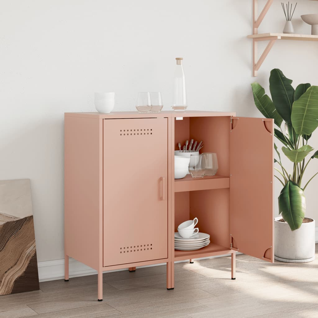 Buffets 2 pcs rose 36x39x79 cm acier laminé à froid, Xios Store SNC