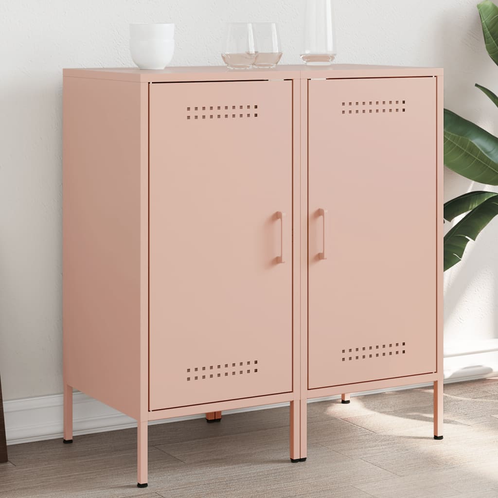 Buffets 2 pcs rose 36x39x79 cm acier laminé à froid, Xios Store SNC