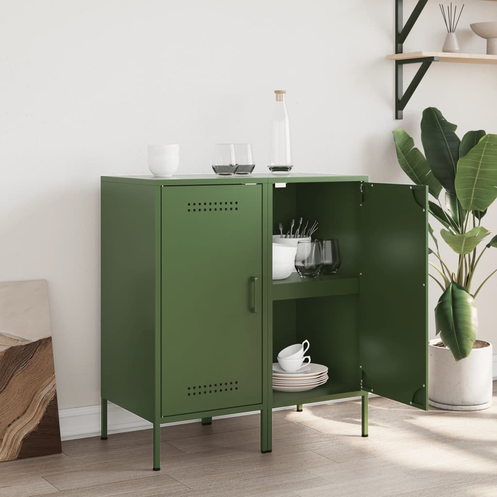 Image Buffets 2 pcs vert olive 36x39x79 cm acier laminé à froid | Xios Store SNC vidaXL Xios Store SNC