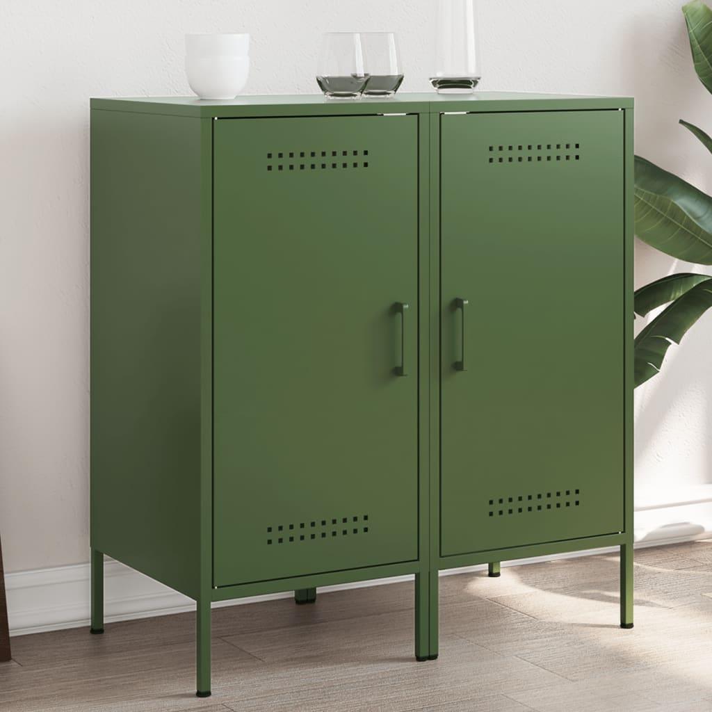 Image Buffets 2 pcs vert olive 36x39x79 cm acier laminé à froid | Xios Store SNC vidaXL Xios Store SNC