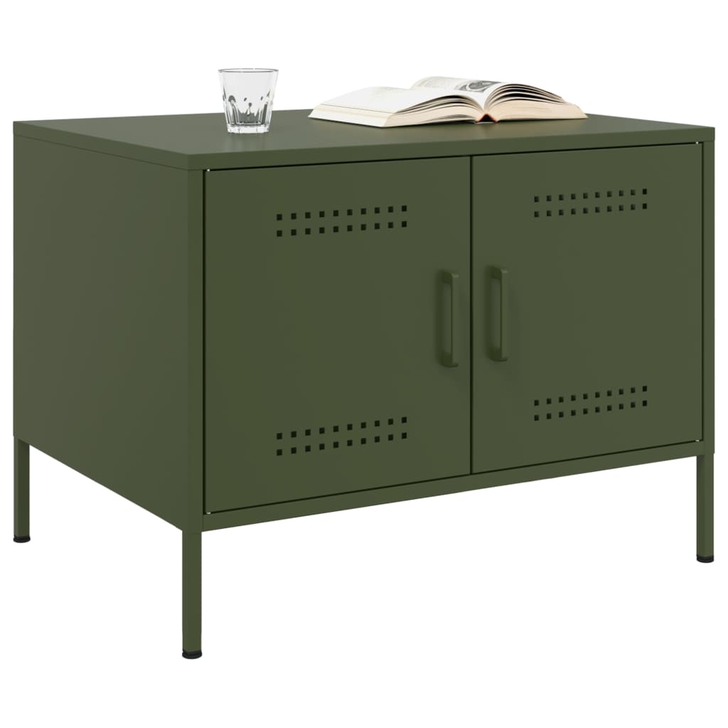 Table basse vert olive 68x50x50,5 cm acier laminé à froid Tables basses vidaXL   